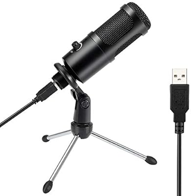 PC Micrófono de Condensador Computadora,Senli USB Micrófono Plug & Play con Soporte Trípode & Filtro Pop para Grabación Vocal, Podcasting,Transmisión
